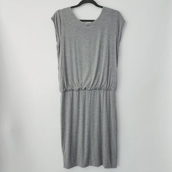 prAna Janey‎ Foundation Tencel Modal Short Sleeve Heather Gray Dress size M - Picture 2 of 7